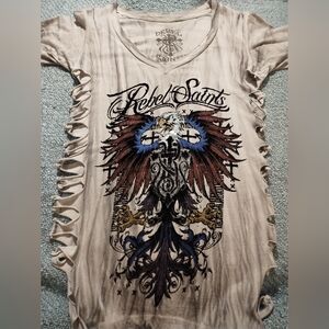 Rebel Saints Gray Graphic Short Sleeve Tee